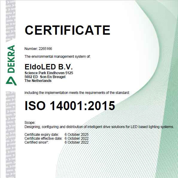 ELDOLED: ISO 14001 CERTIFICATION