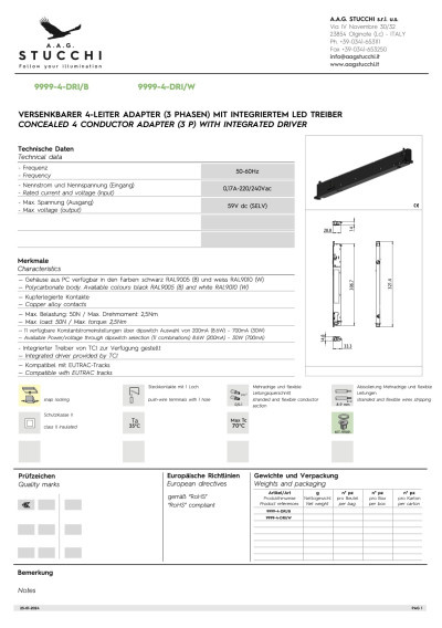 Catalogs - CONCEALED 4 CONDUCTOR ADAPTER (3 P) WITH INTEGRATED DRIVER