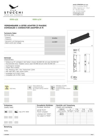 Catalogs - CONCEALED 4 CONDUCTOR ADAPTER (3 P)