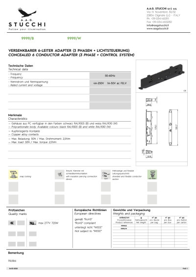 Catalogs - CONCEALED 6 CONDUCTOR ADAPTER (3 PHASE + CONTROL SYSTEM)